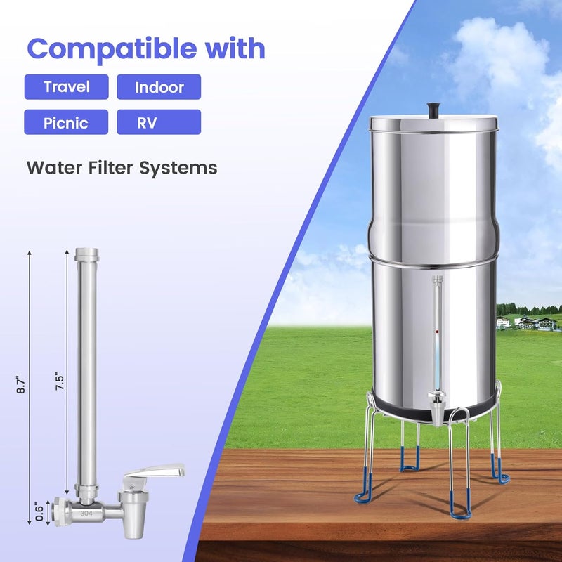 Amwater 304 Stainless Steel Sight Glass Spigot, Compatible with the Berkey, Purewell, ProOne, Alexapure and Other Gravity-Fed Water Filtration Systems, Clear Water Level View, Stainless Steel Handle - Image 3